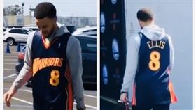 Stephen Curry前穿上Monta Ellis的球衣（圖／翻攝自Ellis個人IG）
