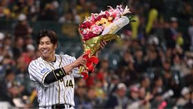 梅野隆太郎完全打擊。（圖／翻攝自阪神虎官方粉絲團）