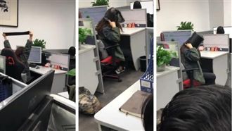 垃圾桶套頭…她裝垃圾袋神技笑翻網友