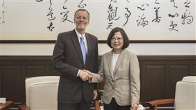 蔡英文總統23日接見美國在台協會（AIT）台北辦事處新任處長酈英傑。（圖／總統府提供）