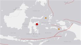 印尼蘇拉威西島發生規模6.8地震（圖／翻攝自美國地質調查所USGS）
