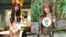 元元著軍綠色連身泳衣，超辣造型胸前竟開到腰。（圖／翻攝自元元IG）