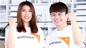 蔡阿嘎與理科太太、理科先生、參加台灣世界展望會宣導活動。（記者林士傑/攝影）