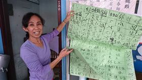 台東市中華路上，一間沒招牌店名的小麵店老闆謝苓珠，3年前開始提供愛心待用餐，她的善念感動許多人，大家捐出的愛心餐，她也都一一記錄下來。中央社　108年4月14日