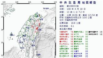 不斷更新／花蓮發生規模6.1強震