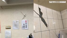 怵目驚心！6.1地震狂搖北台灣　震裂南京東路辦公室牆面
圖／翻攝畫面