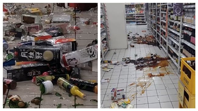 花蓮地震波及賣場貨架　玻璃罐噴飛