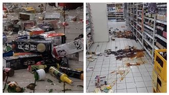 花蓮地震波及賣場貨架　玻璃罐噴飛