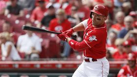 ▲紅人沃托（Joey Votto）13年大聯盟生涯首度擊出一壘上方飛球被接殺。（圖／美聯社／達志影像）