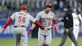 ▲辛辛那提紅人球星Joey Votto首打席開轟。（圖／美聯社／達志影像）