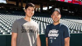 大谷翔平、菊池雄星相見歡。（圖／翻攝自天使推特）