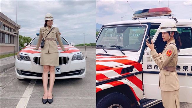 國道女警穿越時空　卡其窄裙秀美腿！