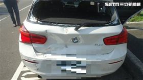 陳羽珊接送小孩被酒駕砂石車追撞（翻攝畫面）