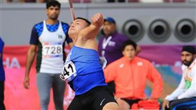 ▲鄭兆村以86公尺72成績在亞洲田徑錦標賽摘金。（亞洲田徑總會提供）