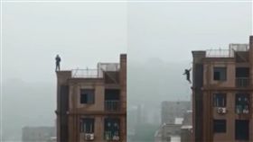 （圖／翻攝自北京時間）中國,沁陽,墜樓,頂樓