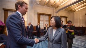 蔡英文總統24日上午接見美國「共和黨全國委員會」（RNC）共同主席希克斯（Tommy Hicks）一行。（圖／總統府提供）