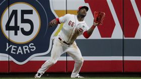 ▲普伊格（Yasiel Puig）外野雷射肩沒收二壘安打。（圖／美聯社／達志影像）