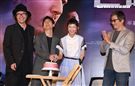 犯罪懸疑大片「亡命之途」演員謝欣穎在記者會上過生日。（記者邱榮吉/攝影）