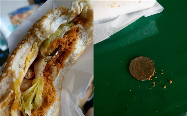 早餐店漢堡驚見異物　網推：吃到賺到