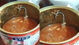 女網友稱男友媽媽吃魚罐頭吃到魚鉤。（圖／翻攝自爆料公社）