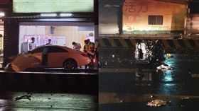 賓士,打滑,分隔島,潰縮裝置,台中／爆料公社