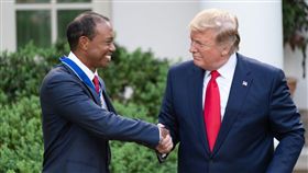 老虎伍茲,川普,總統自由獎章（圖／翻攝自The White House推特）