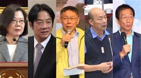 蔡英文，賴英清德，柯文哲，韓國瑜，郭台銘
