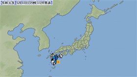 日本南部外海今（10）日發生地震，初估規模6.3。（圖／翻攝自日本氣象廳）