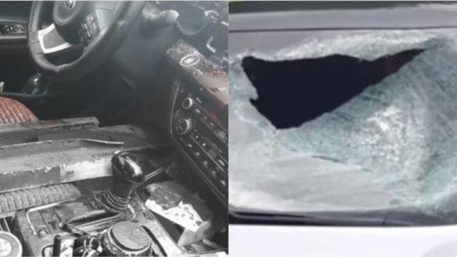 黑車捲鐵塊直插擋風玻璃　副駕爆頭亡