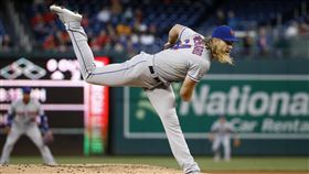 ▲大都會『雷神』辛德加（Noah Syndergaard）8局飆6K僅失2分。（圖／美聯社／達志影像）