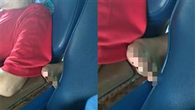 客運後座大叔把腳放在靠手的位置。（圖／翻攝自爆怨公社）