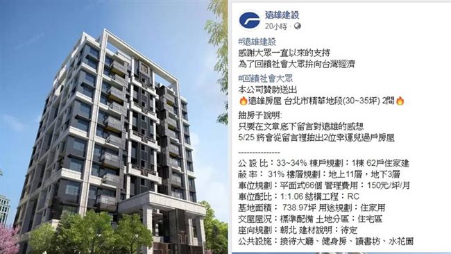 遠雄抽2間北市房子？發言人：假的