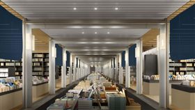 誠品生活日本橋設計曝光誠品生活16日公布日本首家據點「誠品生活日本橋」的空間設計，書區以日式經典模矩與序列元素，構成結構層次清晰的迴字廊道，搭配日式暖簾，創造寧靜和諧氛圍。圖為店景示意圖。（誠品生活提供）中央社記者吳家豪傳真 108年5月16日