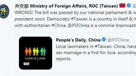 吳釗燮批評中國人民日報　圖／翻攝自推特