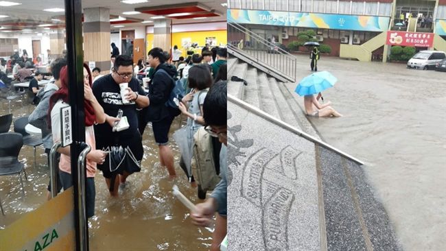 輔大淹水慘狀曝　學子「裸身泡泥水」