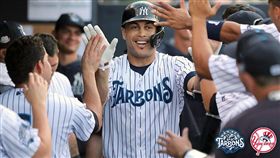  ▲洋基『怪力男』史坦頓（Giancarlo Stanton）小聯盟復健賽開轟。（圖／翻攝自Minor League Baseball推特）