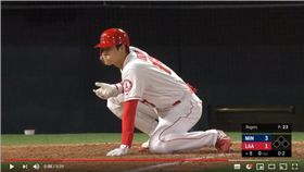  ▲大谷翔平單場吞3K，右手中彈痛到跪地。（圖／翻攝自YouTube）