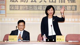 綠委舉辦啟動公共出借權公聽會民進黨籍立委蘇巧慧（右）、張廖萬堅（左）等人，22日在立法院舉辦「啟動公共出借權，保障創作出版權益更完善」公聽會，邀產官學界代表與談。中央社記者施宗暉攝　108年5月22日