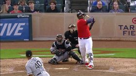 ▲雙城三壘手沙諾（Miguel Sano）先敲界外全壘打再開轟。（圖／翻攝自MLB官網）