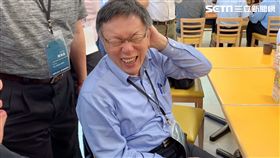 柯文哲於福島地區的休息站（記者黎冠志攝影）