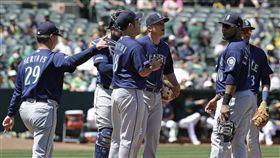 菊池雄星被打爆。（圖／美聯社／達志影像）