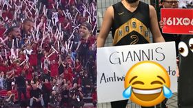 NBA／干擾公鹿！暴龍球迷大秀創意
NBA,季後賽,多倫多暴龍,Drake,密爾瓦基公鹿,Giannis Antetokounmpo
翻攝自推特