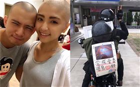 「抗癌正妹」施柏薇（薇薇）,王孝文（合成圖／翻攝自那個抗癌的幸福小女孩-薇薇臉書粉絲專頁、爆廢公社）