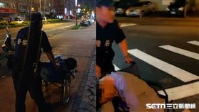 輪椅婦無意識癱馬路邊，暖警推她奔500M送醫／翻攝畫面