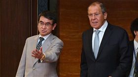 （１６：９）日俄外交部長會談。（圖／翻攝自河野太郎推特）
