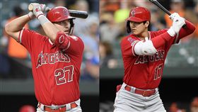 ▲楚奧特（Mike Trout）、大谷翔平『背靠背』開轟。（圖／美聯社／達志影像）