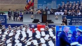 蔡英文總統1日晚間在臉書發文指出，美國空軍官校的畢業典禮當台灣被唱名、中華民國國旗飄揚的那一刻，國軍的榮耀也被世界看見。（圖／國防部提供）