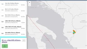 天搖地動！阿爾巴尼亞5.3規模地震連6搖　釀破百死傷
圖／翻攝自USGS