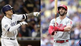 ▲馬查多（Manny Machado）、哈波（Bryce Harper）轉隊後首度交手。（圖／美聯社／達志影像）