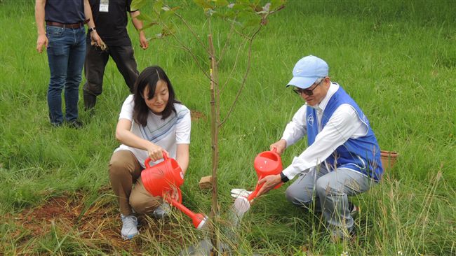 復育原生林　集團執行長挺孕肚植樹